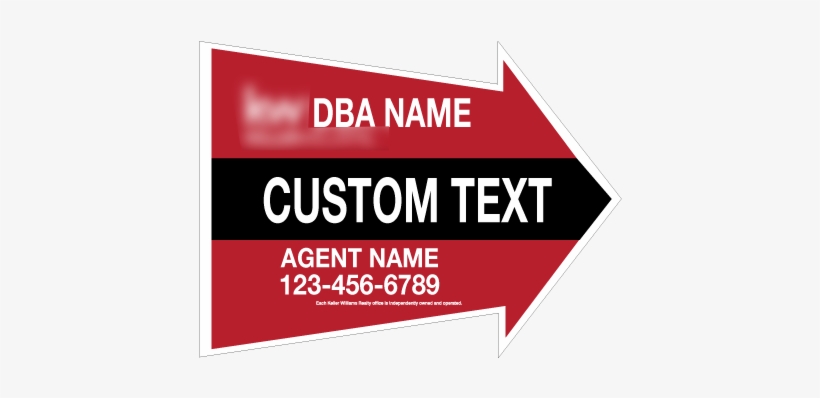 Keller Williams Directional Arrow - Custom 6x24 Black Aluminum Road Sign, transparent png download