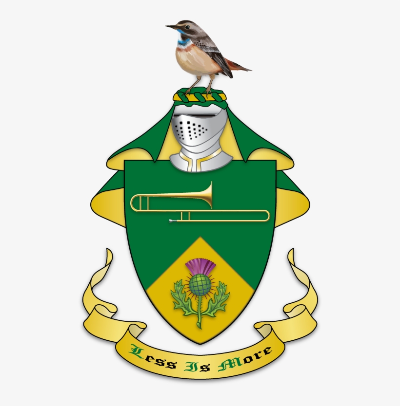 Per Chevron Vert And Or, In Chief A Sackbut Fesswise - Emblem, transparent png download