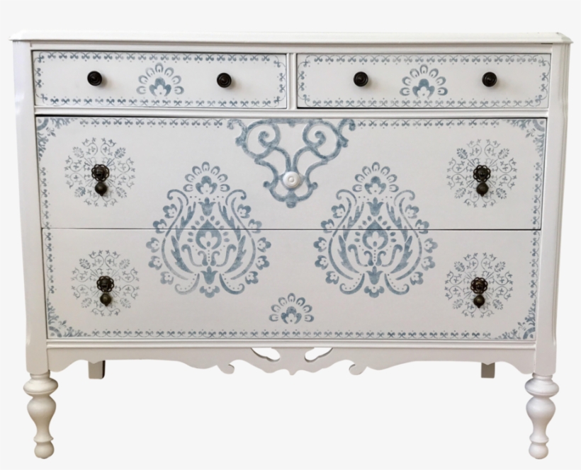 Stenciled Dresser Chest Of Drawers Transparent Png 1000x760