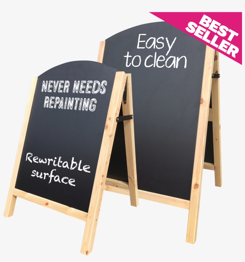 Natural Wooden Framed Chalkboard A-board With Reversible - Wall Panel, transparent png download