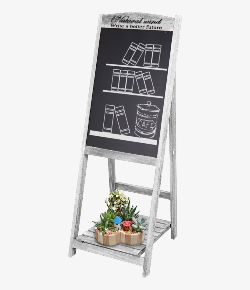 Wood Framed Standing Chalkboard 46"x16"- Blackboard - Cafe, transparent png download