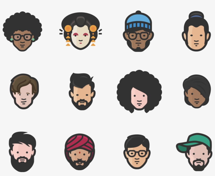 Diversity Avatars Faces Icons - Avatar Faces, transparent png download