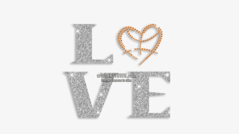 Silver Basketball Love With Heart Iron On Glitter Rhinestone - Silver, transparent png download