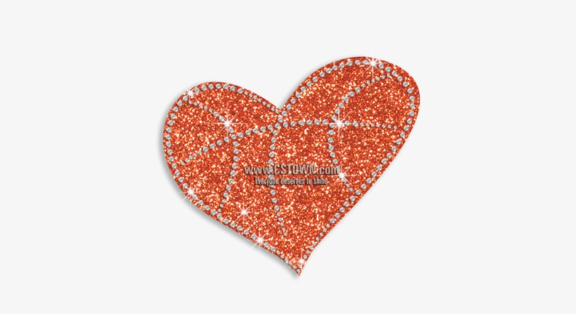 Bling Basketball Heart Beating Iron-on Glitter Rhinestone - Heart, transparent png download