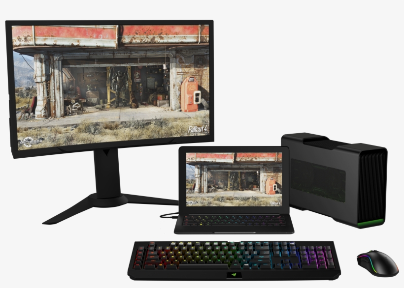 Razer Core With Razer Blade Stealth - Razer Blade Stealth Setup, transparent png download