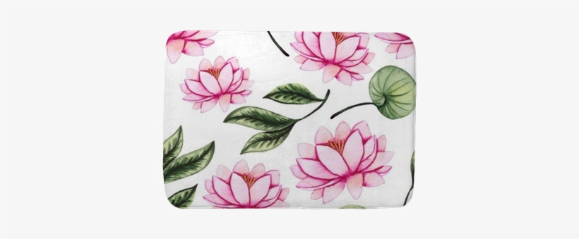 Watercolor Gentle Water Lily And Leaves Seamless Pattern - Watercolor Painting, transparent png download