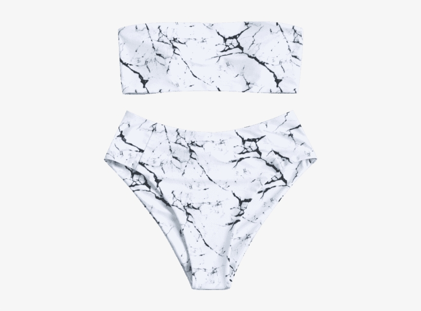 Clip Art Transparent Print High Waisted Bandeau Bikini - Marble High Waisted Bikini, transparent png download