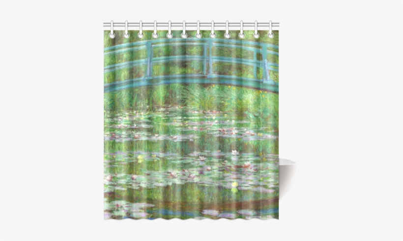 Monet Japanese Bridge Water Lily Pond Shower Curtain - Find Arts Custom Shower Curtain Black White Pink Modern, transparent png download