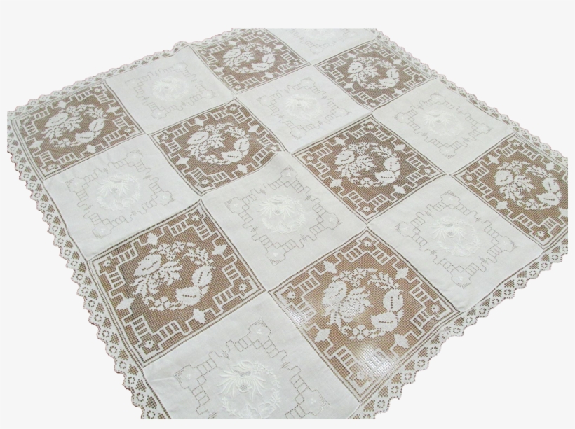 Vintage White Combination Cutwork, Embroidery And Filet - Embroidery, transparent png download