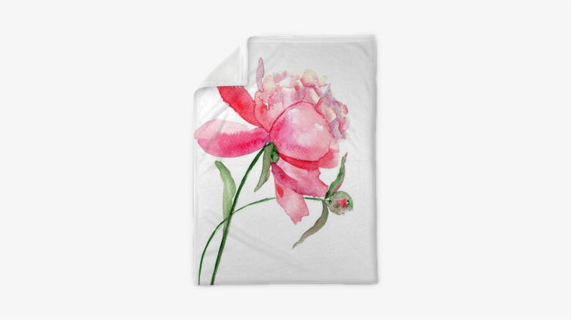 Beautiful Peony Flower, Watercolor Painting Plush Blanket - Watercolor Flower Drawing, transparent png download