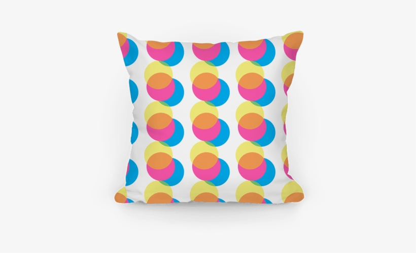 Cyan Magenta Yellow Big Polka Dot Pattern Pillow - Polka Dot, transparent png download