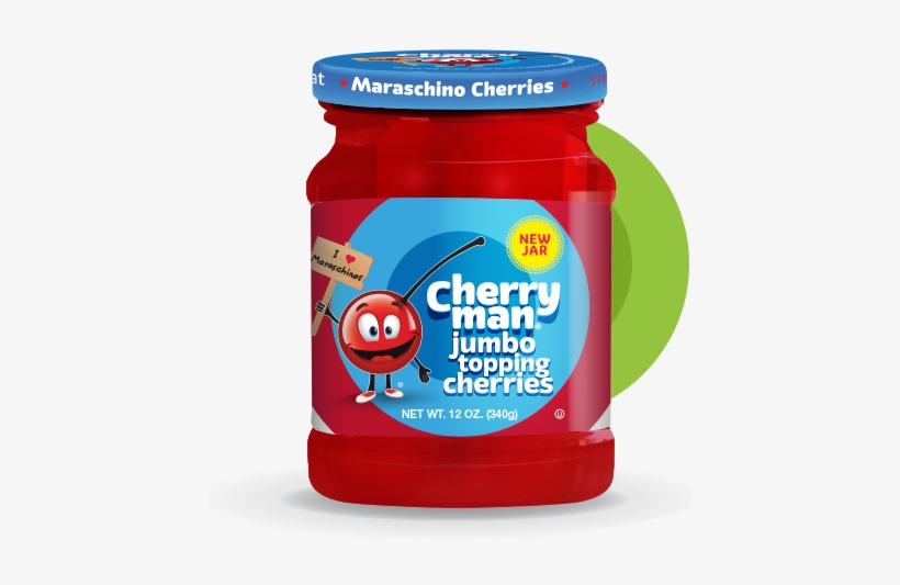 Recyclable Pet Jar From Cherryman - Cherry Man Cherries, Jumbo Topping - 12 Oz, transparent png download
