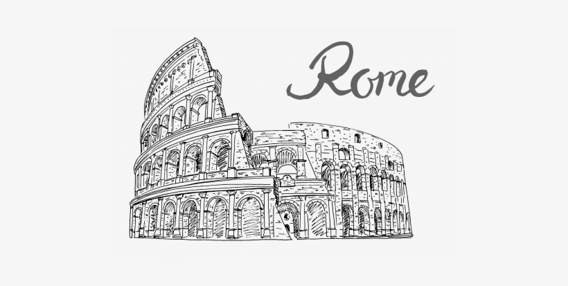 Rome Sketch Clipart Colosseum Roman Forum Sketch - Rome, transparent png download