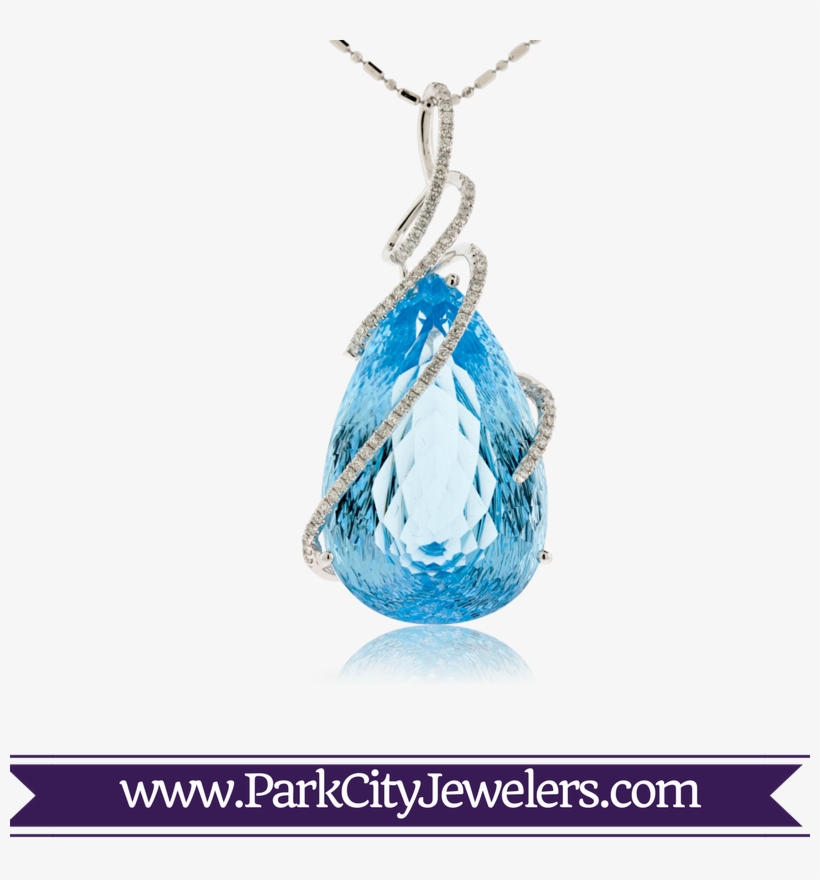 Tear Drop Blue Topaz With Draped Diamonds Pendant - Snowflake Necklace Gold Diamond, transparent png download