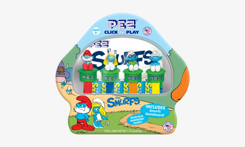 Pez Smurfs Click & Play Candy Dispenser Gift Tin - Smurf Pez Tin, transparent png download