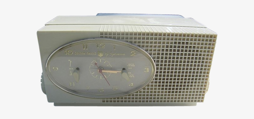 Vintage Golden Shield Tube Clock Radio By Sylvania - Clock, transparent png download