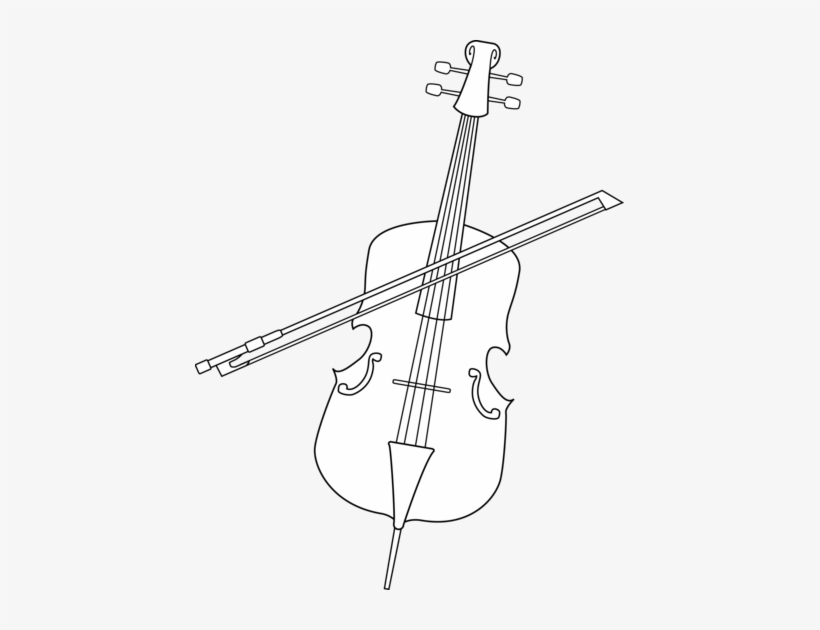 Elegant Cello Line Art - Cello Clip Art, transparent png download