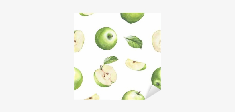 Hand Drawn Seamless Pattern With Watercolor Green Apples - Green Apple Image Water Color, transparent png download