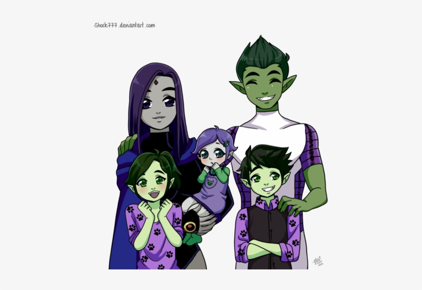 The Logan Clan Dressed As The Incredibles For Halloween - Raven And Beast Boy Family, transparent png download
