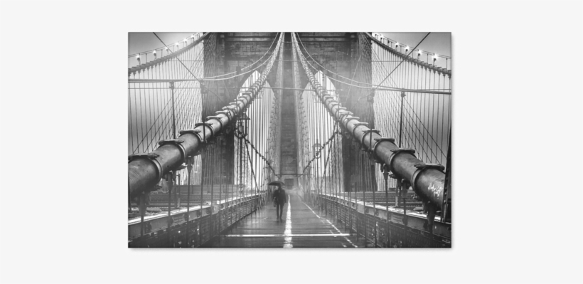 New York Landscape Canvas Brooklyn Bridge - Brooklyn Bridge Black And White Fb Cover, transparent png download