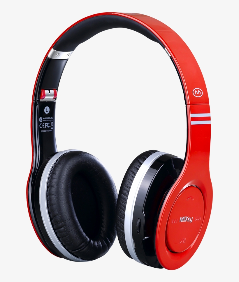 Miikey Miirhythm Wireless Bluetooth Headphone With - Miikey Miirhythm Red Bluetooth Headphone With Microphone, transparent png download