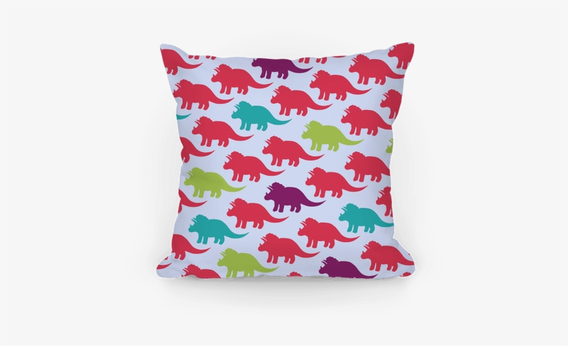 Triceratops Dino Pattern Pillow - Cushion, transparent png download
