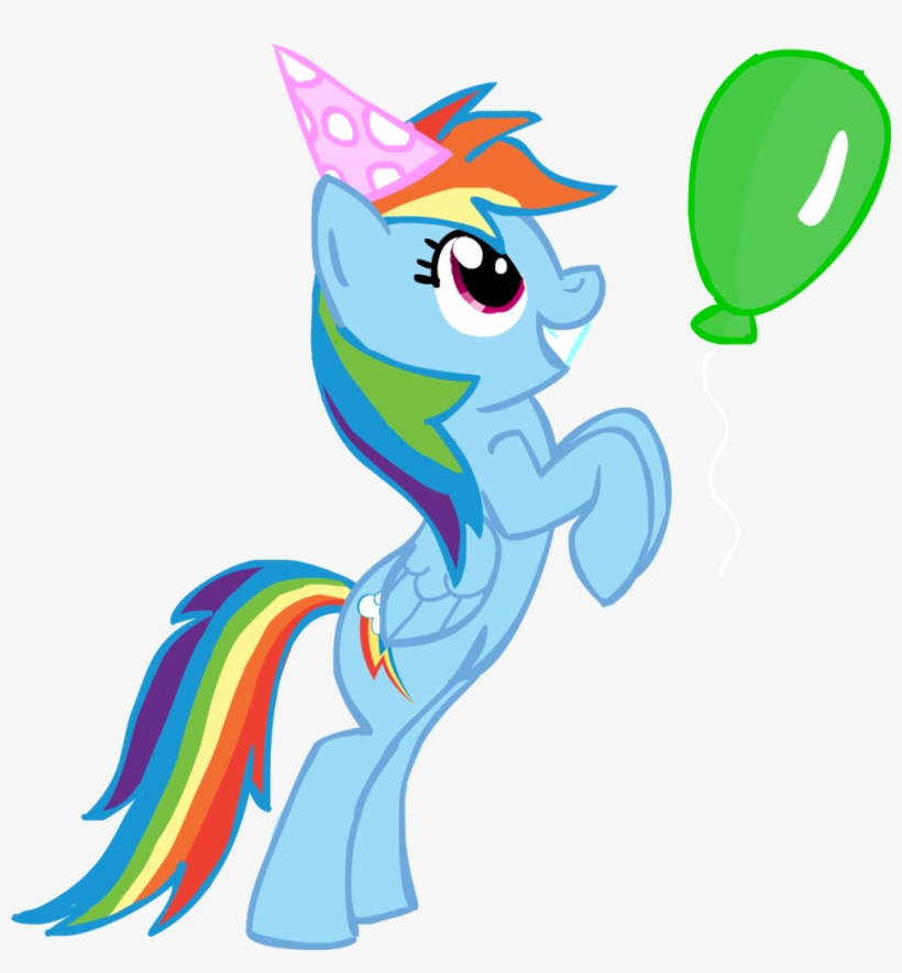 Chir-miru, Backwards Cutie Mark, Balloon, Hat, Party - Rainbow Dash With Party Hat, transparent png download