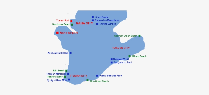 South Okinawa Map Japan - Beaches Near Naha Okinawa, transparent png download