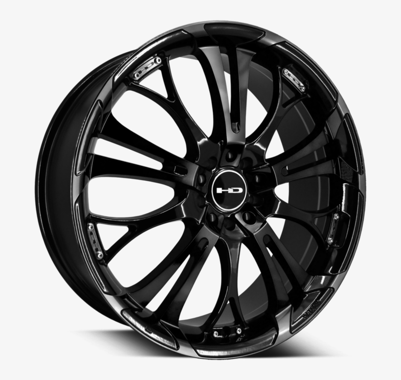 Hd Wheels Spinout All Gloss Black - Black And Blue Rims For Trucks, transparent png download