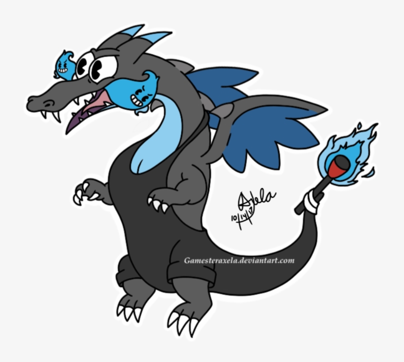 Pokemon And Cuphead Crossover By Gamesteraxela - Grim Matchstick Charizard, transparent png download