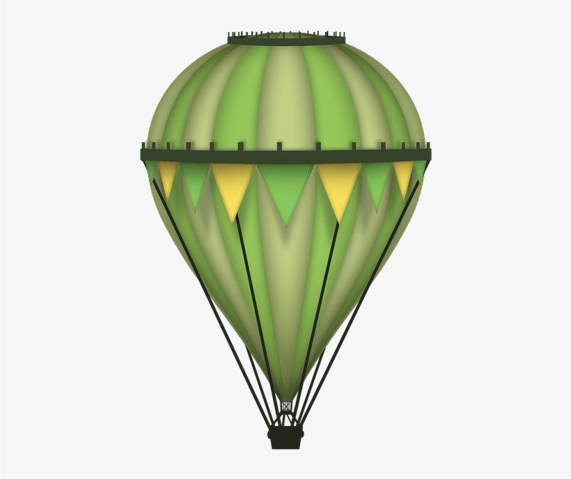Balloon, Green, Illustration, Yellow, Hot Air Balloon - Balloon, transparent png download