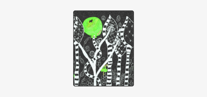 Green Balloon Zendoodle In Night Forest Garden Blanket - Motif, transparent png download