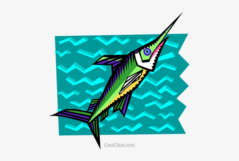 Stylized Swordfish Royalty Free Vector Clip Art Illustration - Sword Fish Clipart, transparent png download