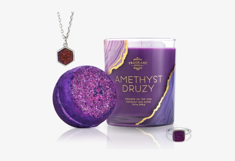 Candle And Bath Bomb Set - Amethyst Druzy Fragrant Jewels, transparent png download