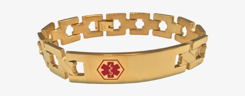 Gold Link Medical Bracelet Id Jewellery - Bracelet Png, transparent png download