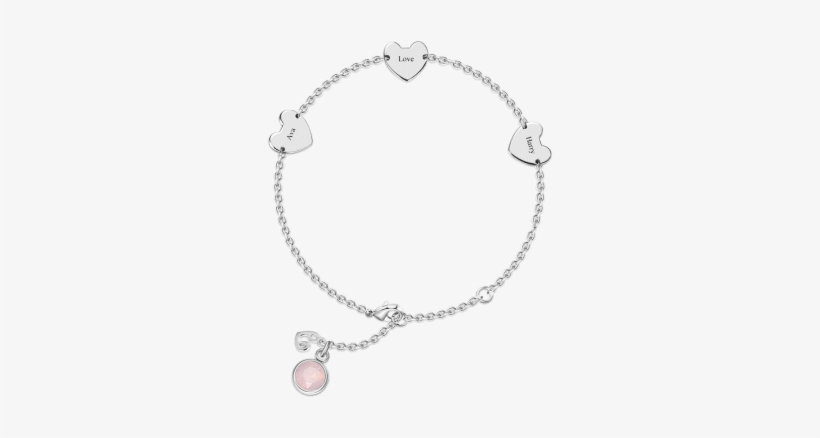 Engraved Three Hearts Bracelet With Custom Birthstone - Flor De Lis Scout, transparent png download