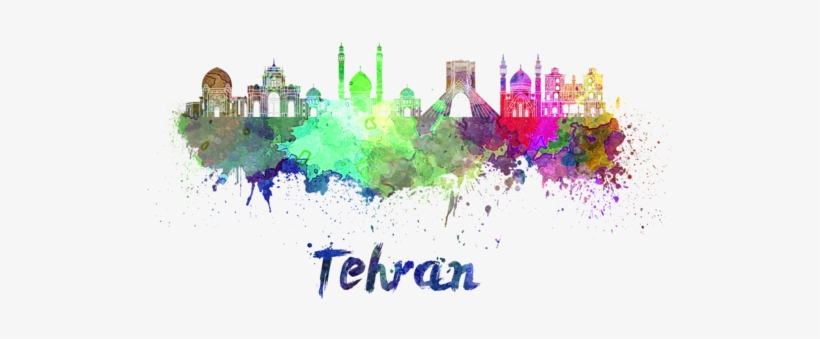 Bleed Area May Not Be Visible - Tehran Skyline Watercolor, transparent png download