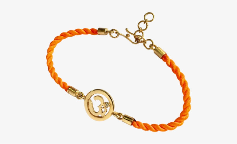 Om Bracelet On Nylon Thread With Gold Plated Adjustable - Silver, transparent png download
