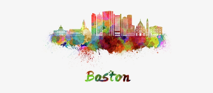 Bleed Area May Not Be Visible - Boston Skyline Watercolor, transparent png download