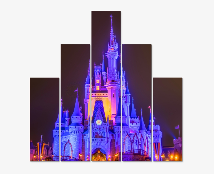 5 Piece Canvas Art Disney Fine Prints On William Drew - Disney World, Cinderella Castle, transparent png download