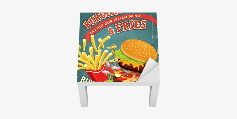 Vintage Burgers With Fries Set Poster Design Lack Table - Vintage Burger Poster, transparent png download