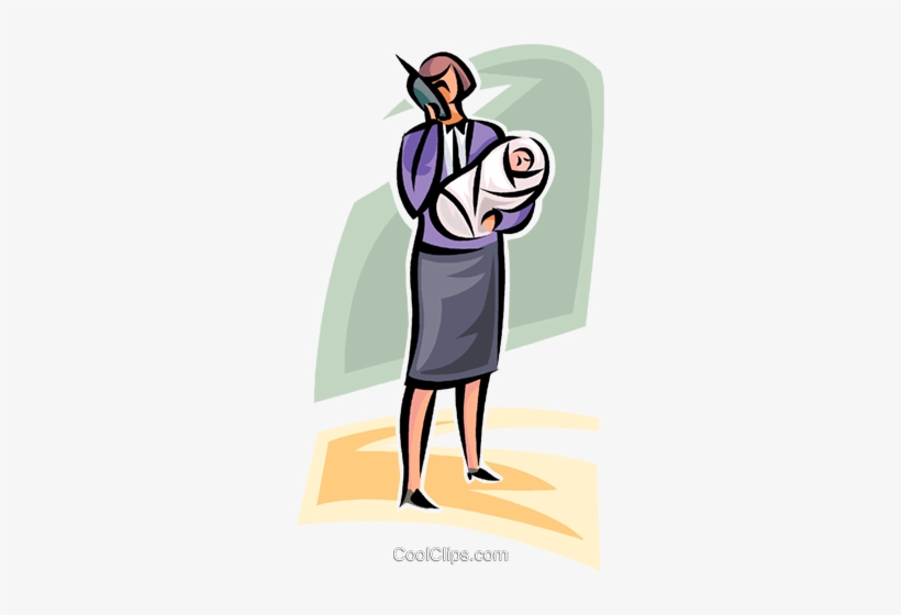 Woman With A Baby Talking On Cell Phone Royalty Free - Illustration, transparent png download
