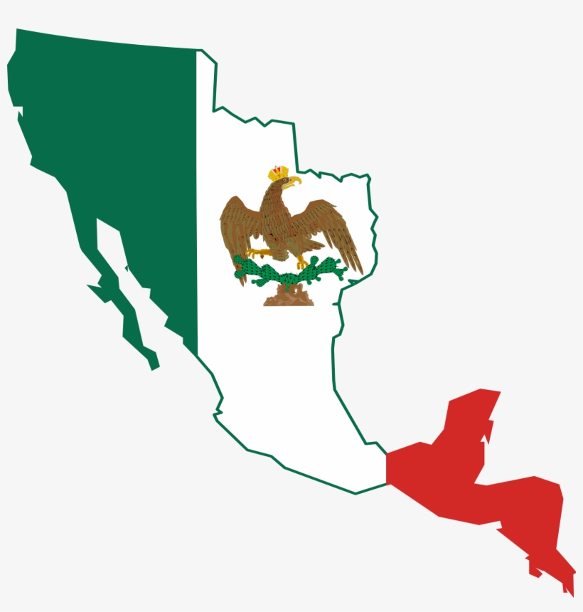 Flag Map Of The First Mexican Empire - First Mexican Empire Flag Map, transparent png download