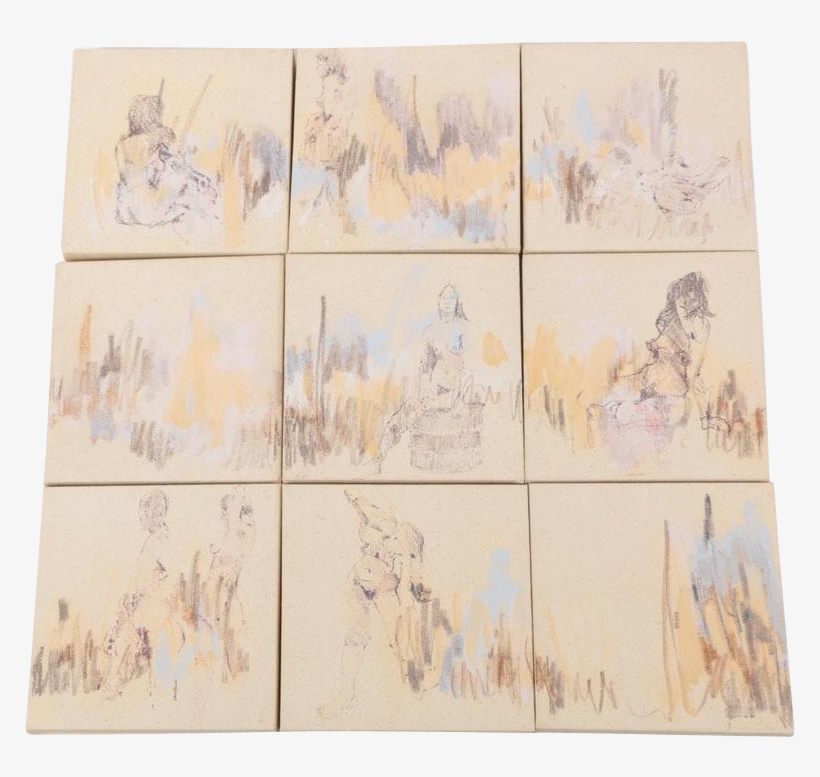 Original Nine-piece Grid Abstract Acrylic Painting - Painting, transparent png download