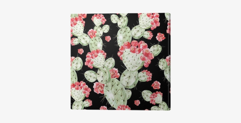 Watercolor Pattern With Cactus - Watercolor Painting, transparent png download