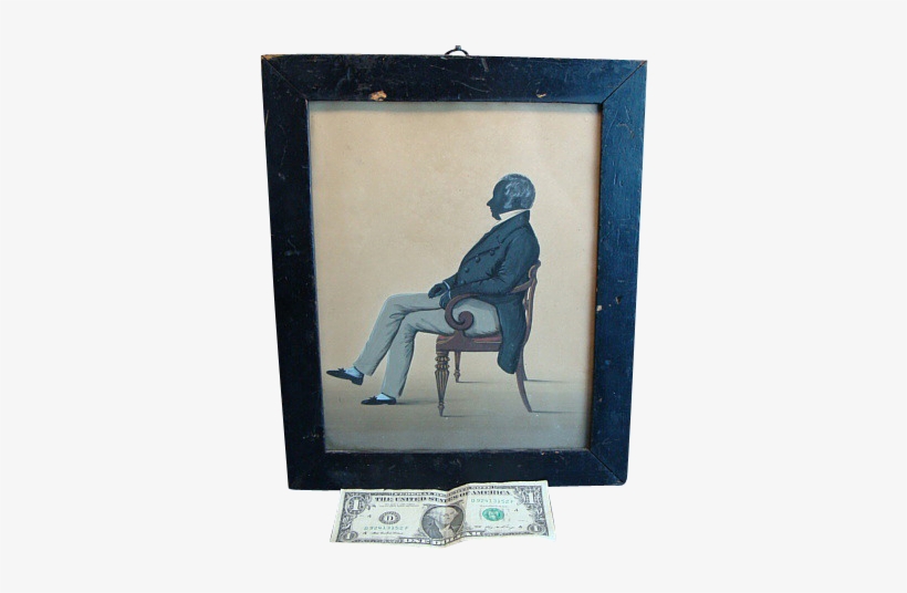 Very Fine Antique Folk Art Silhouette Watercolor Man - Antique, transparent png download