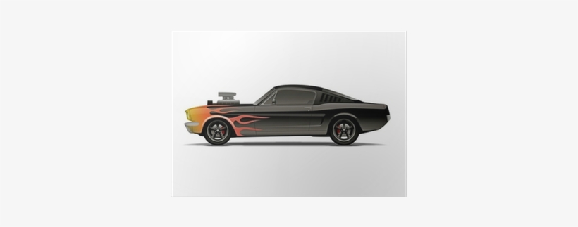 Castomized Muscle Car With Supercharger And Flames - Muscle Car, transparent png download