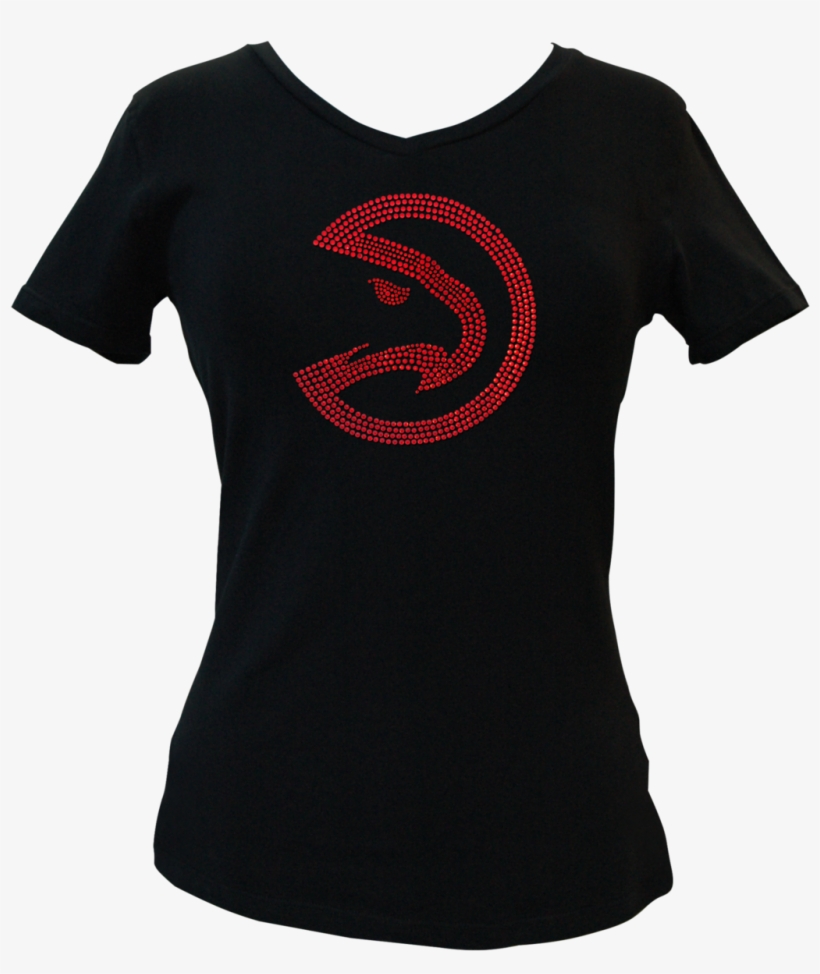 Official Atlanta Hawks Rhinestone V-neck Tee - T-shirt, transparent png download