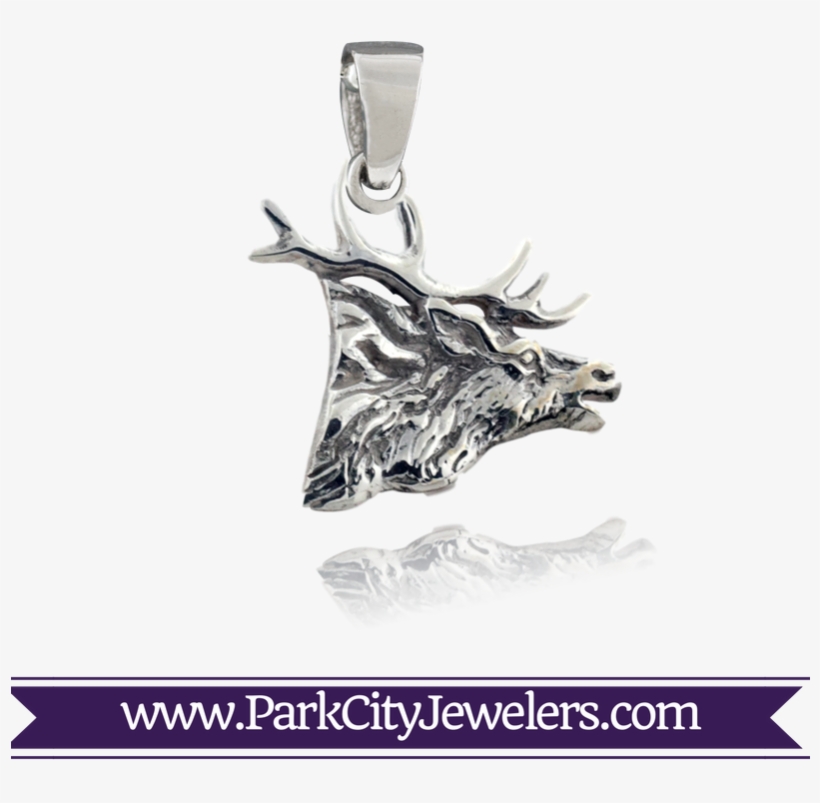 Sterling Silver Elk Head Pendant - Snowflake Necklace Gold Diamond, transparent png download