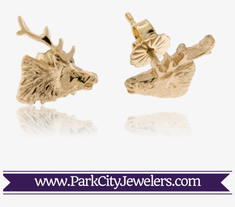 Small Elk Stud Earrings - Snowflake Necklace Gold Diamond, transparent png download